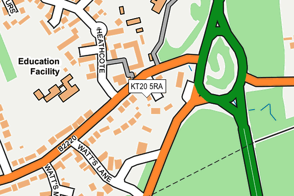 KT20 5RA map - OS OpenMap – Local (Ordnance Survey)