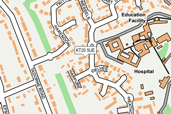 KT20 5UE map - OS OpenMap – Local (Ordnance Survey)