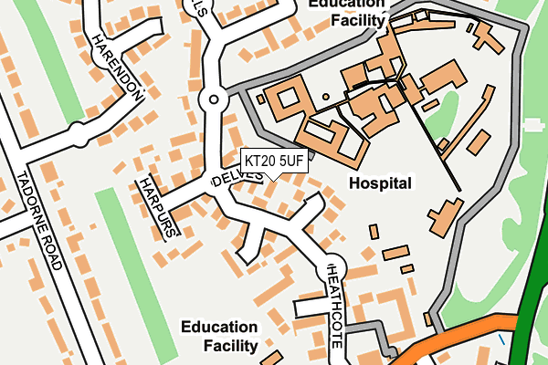 KT20 5UF map - OS OpenMap – Local (Ordnance Survey)