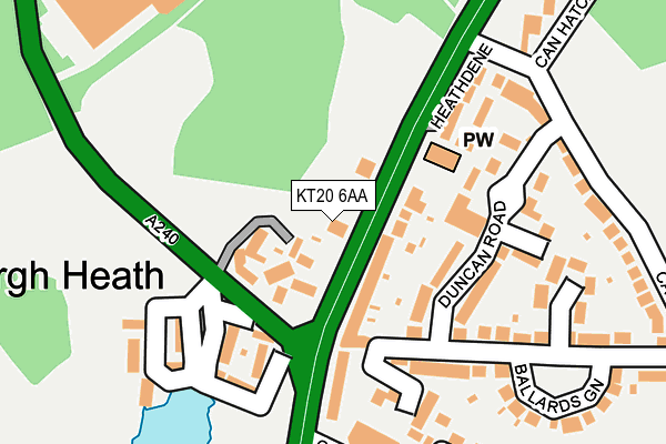 KT20 6AA map - OS OpenMap – Local (Ordnance Survey)