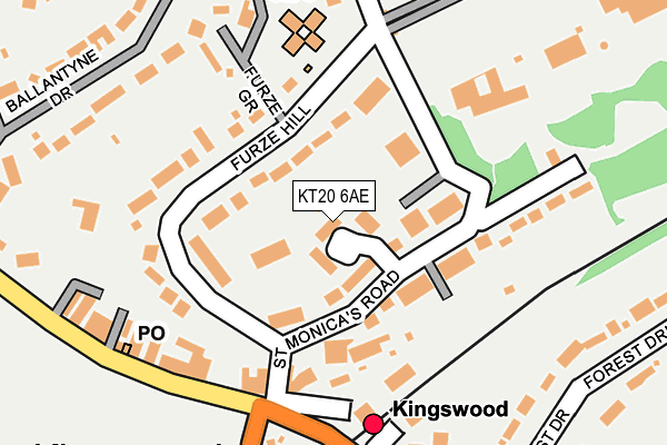 KT20 6AE map - OS OpenMap – Local (Ordnance Survey)
