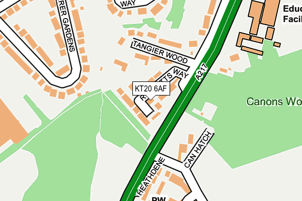 KT20 6AF map - OS OpenMap – Local (Ordnance Survey)