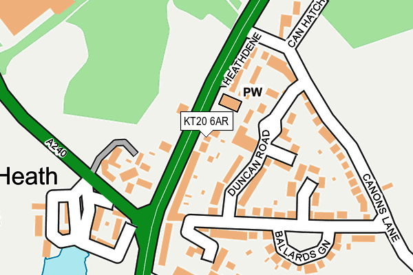 KT20 6AR map - OS OpenMap – Local (Ordnance Survey)