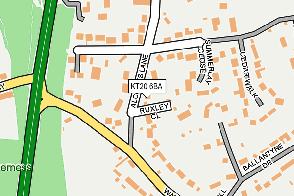 KT20 6BA map - OS OpenMap – Local (Ordnance Survey)