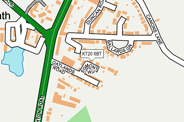 KT20 6BT map - OS OpenMap – Local (Ordnance Survey)