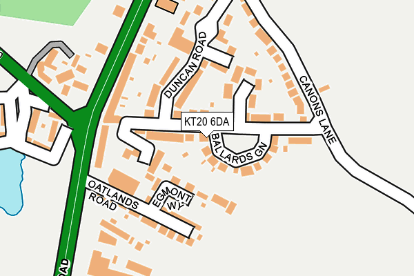 KT20 6DA map - OS OpenMap – Local (Ordnance Survey)