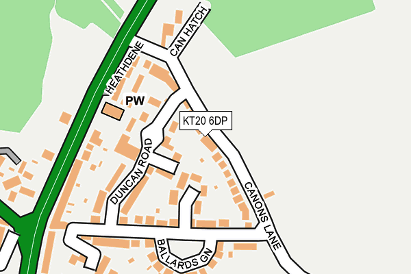 KT20 6DP map - OS OpenMap – Local (Ordnance Survey)