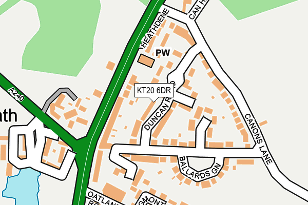 KT20 6DR map - OS OpenMap – Local (Ordnance Survey)