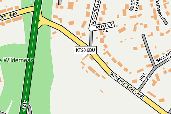KT20 6DU map - OS OpenMap – Local (Ordnance Survey)