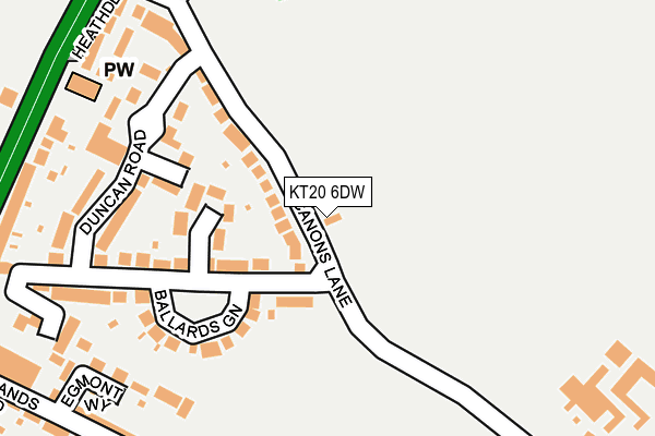 KT20 6DW map - OS OpenMap – Local (Ordnance Survey)