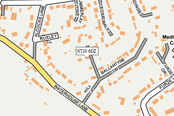 KT20 6DZ map - OS OpenMap – Local (Ordnance Survey)