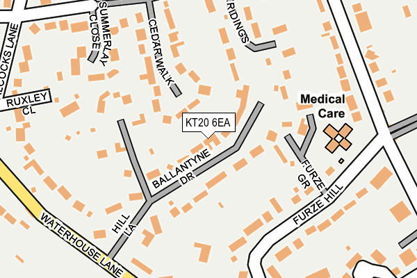 KT20 6EA map - OS OpenMap – Local (Ordnance Survey)
