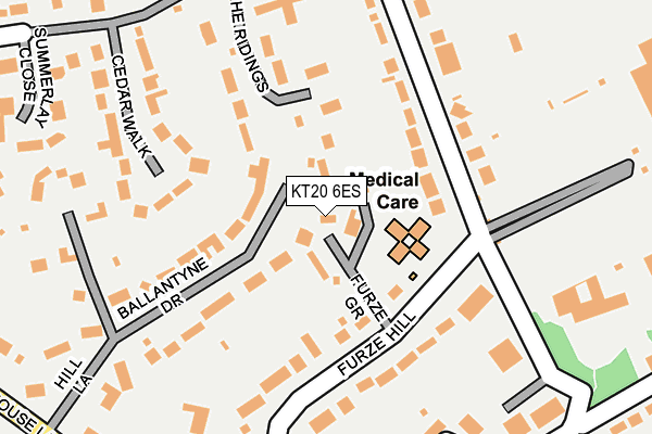 KT20 6ES map - OS OpenMap – Local (Ordnance Survey)