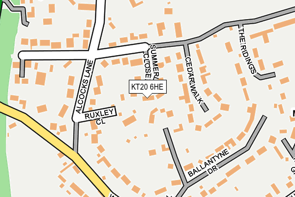KT20 6HE map - OS OpenMap – Local (Ordnance Survey)