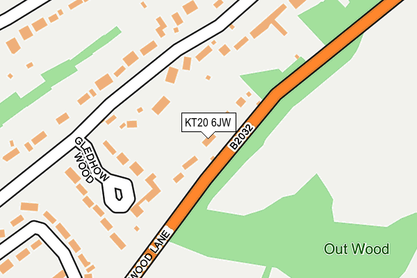 KT20 6JW map - OS OpenMap – Local (Ordnance Survey)