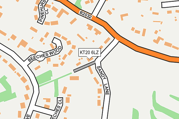 KT20 6LZ map - OS OpenMap – Local (Ordnance Survey)