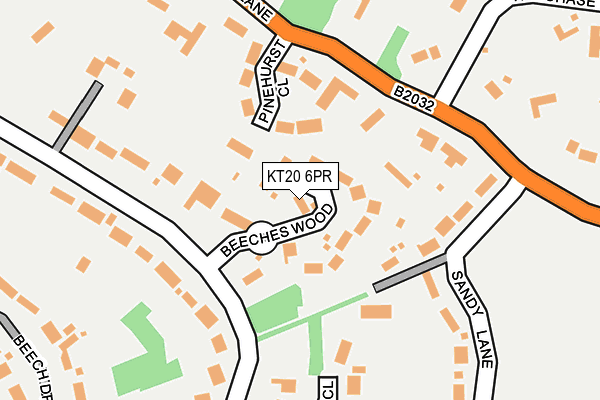 KT20 6PR map - OS OpenMap – Local (Ordnance Survey)