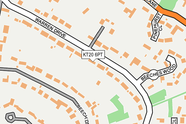 KT20 6PT map - OS OpenMap – Local (Ordnance Survey)