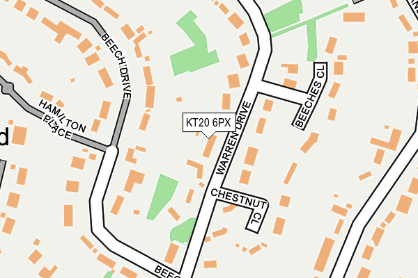 KT20 6PX map - OS OpenMap – Local (Ordnance Survey)