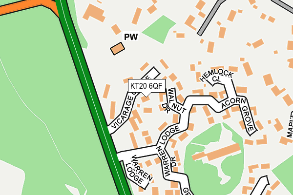 KT20 6QF map - OS OpenMap – Local (Ordnance Survey)