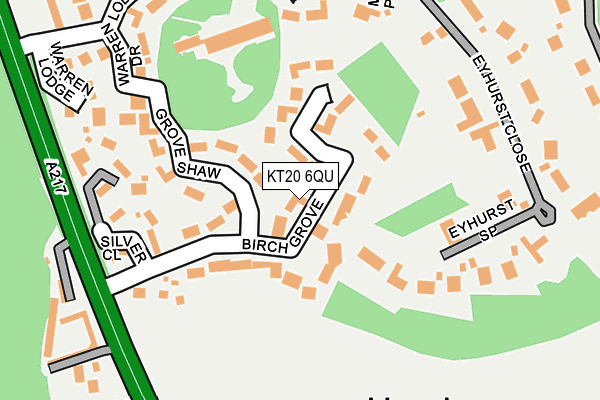 KT20 6QU map - OS OpenMap – Local (Ordnance Survey)