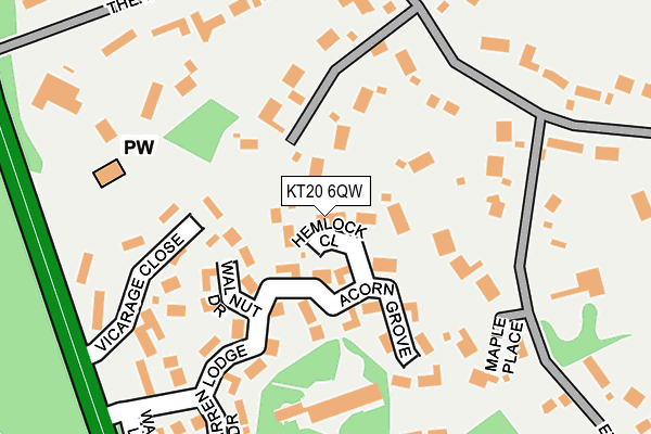 KT20 6QW map - OS OpenMap – Local (Ordnance Survey)