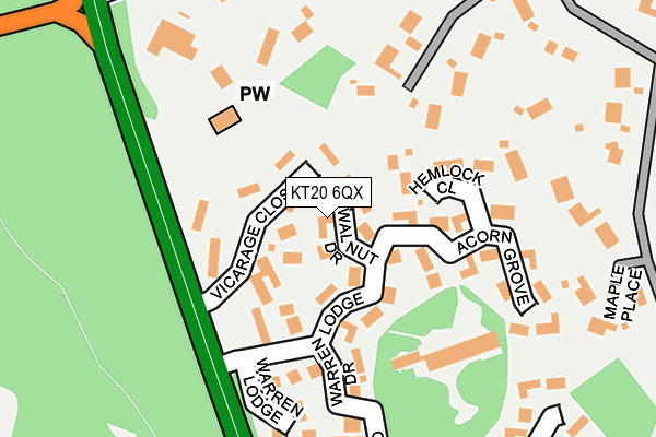 KT20 6QX map - OS OpenMap – Local (Ordnance Survey)