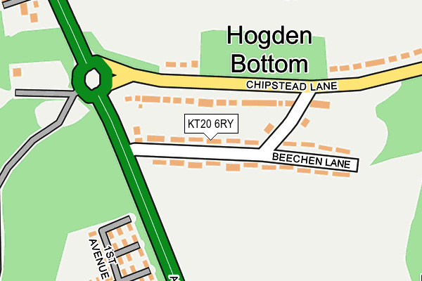 KT20 6RY map - OS OpenMap – Local (Ordnance Survey)