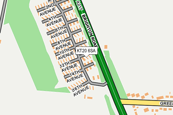 KT20 6SA map - OS OpenMap – Local (Ordnance Survey)