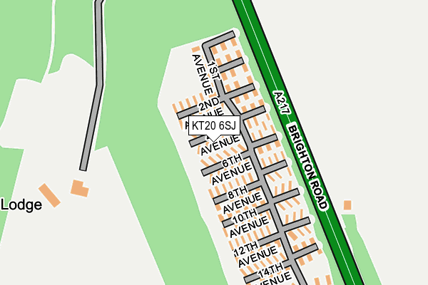 KT20 6SJ map - OS OpenMap – Local (Ordnance Survey)