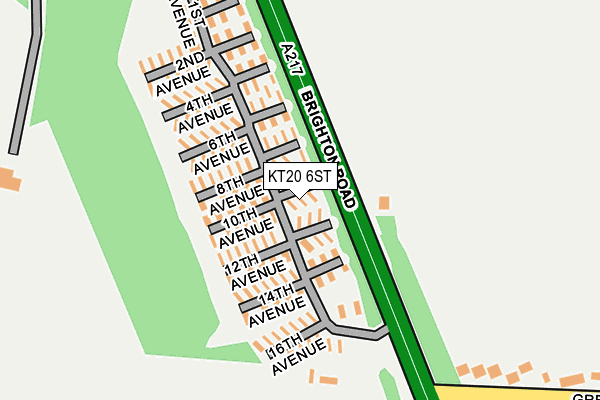 KT20 6ST map - OS OpenMap – Local (Ordnance Survey)
