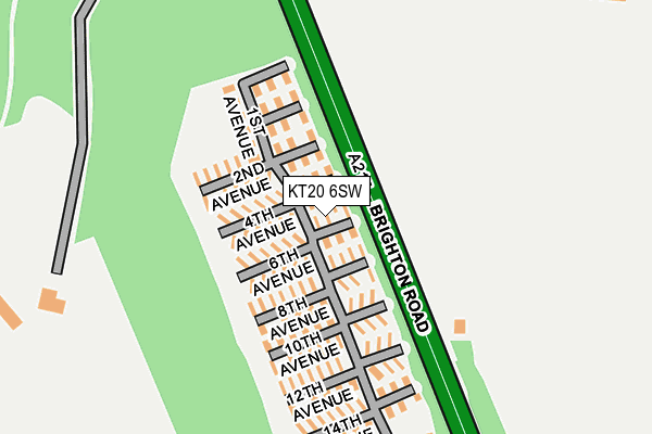 KT20 6SW map - OS OpenMap – Local (Ordnance Survey)