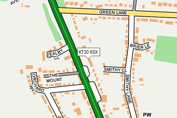 KT20 6SX map - OS OpenMap – Local (Ordnance Survey)