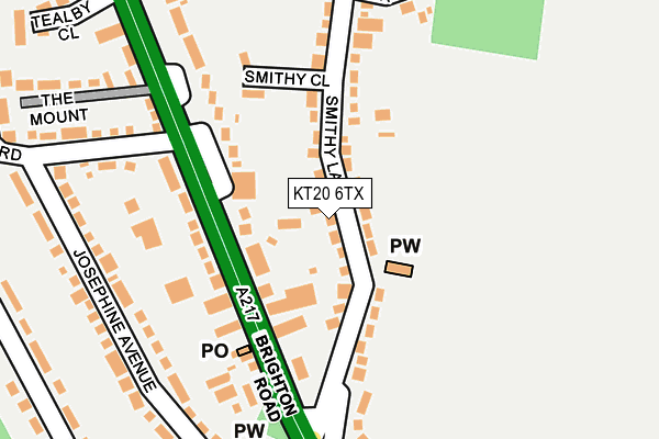 KT20 6TX map - OS OpenMap – Local (Ordnance Survey)