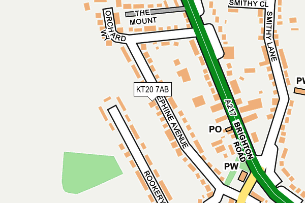 KT20 7AB map - OS OpenMap – Local (Ordnance Survey)