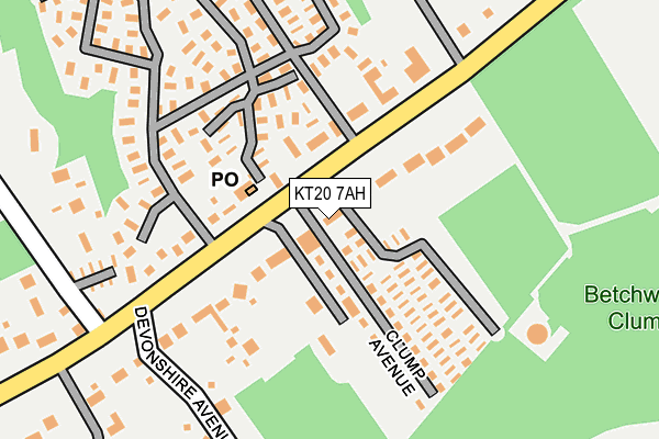KT20 7AH map - OS OpenMap – Local (Ordnance Survey)
