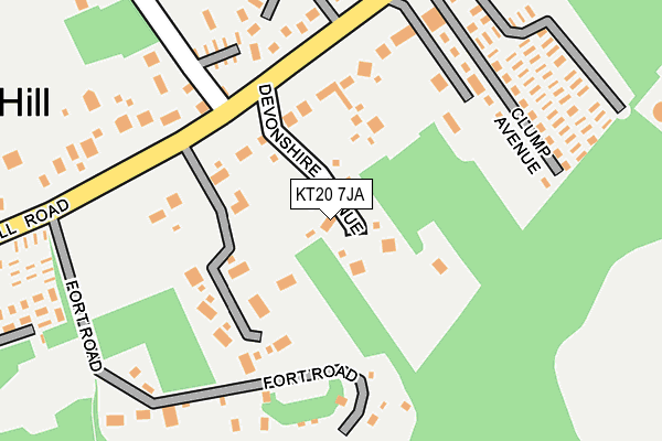 KT20 7JA map - OS OpenMap – Local (Ordnance Survey)
