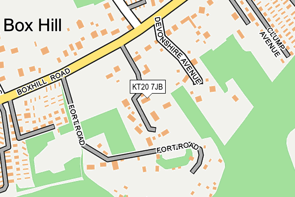 KT20 7JB map - OS OpenMap – Local (Ordnance Survey)