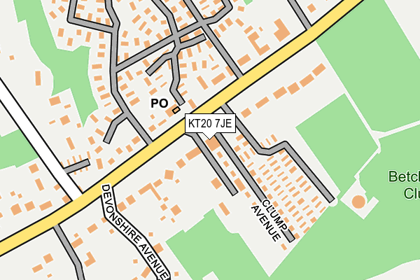 KT20 7JE map - OS OpenMap – Local (Ordnance Survey)