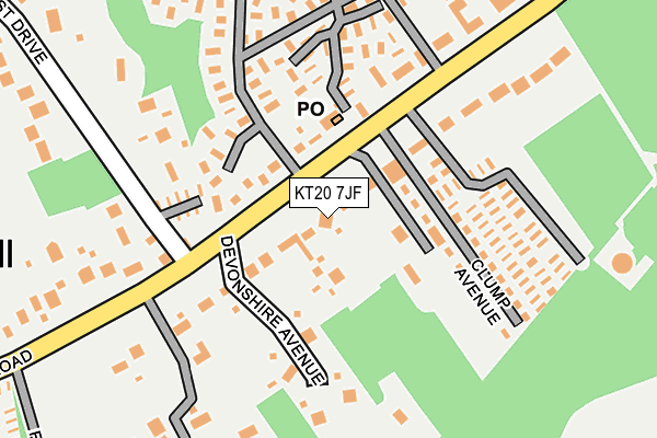 KT20 7JF map - OS OpenMap – Local (Ordnance Survey)