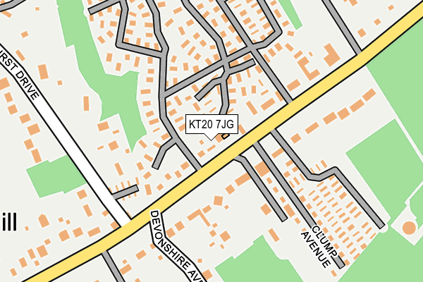 KT20 7JG map - OS OpenMap – Local (Ordnance Survey)