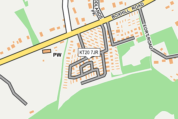 KT20 7JR map - OS OpenMap – Local (Ordnance Survey)