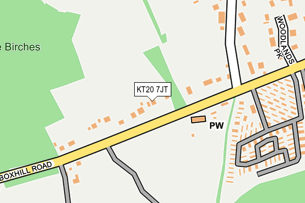 KT20 7JT map - OS OpenMap – Local (Ordnance Survey)