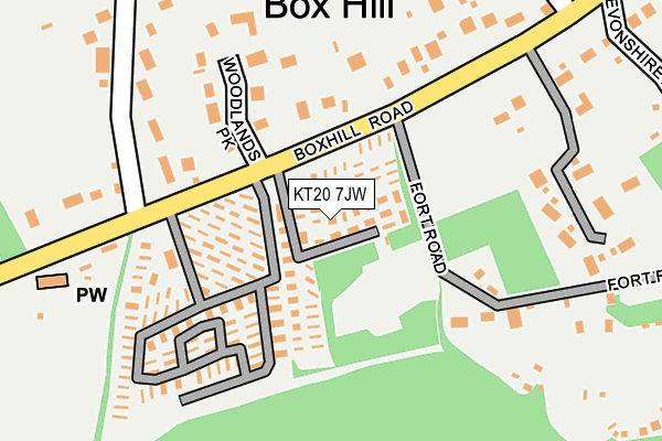 KT20 7JW map - OS OpenMap – Local (Ordnance Survey)