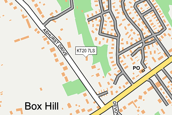 KT20 7LS map - OS OpenMap – Local (Ordnance Survey)