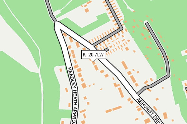 KT20 7LW map - OS OpenMap – Local (Ordnance Survey)