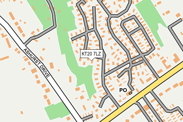 KT20 7LZ map - OS OpenMap – Local (Ordnance Survey)