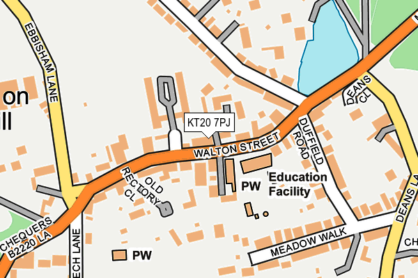 KT20 7PJ map - OS OpenMap – Local (Ordnance Survey)