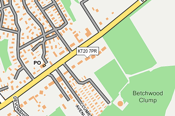 KT20 7PR map - OS OpenMap – Local (Ordnance Survey)