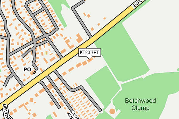 KT20 7PT map - OS OpenMap – Local (Ordnance Survey)